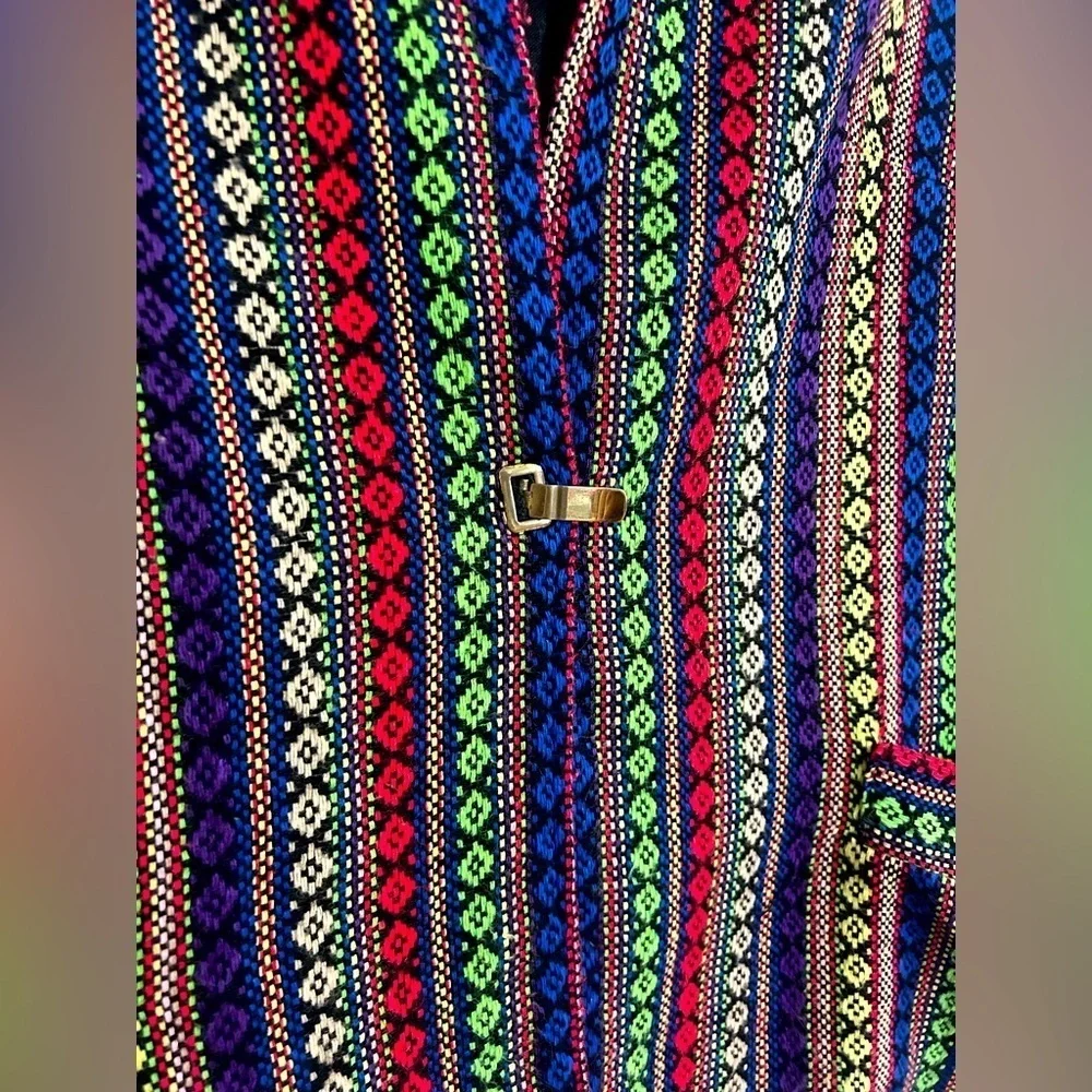 Vintage 1970s Ample Togs Mexican-Inspired Multicolored Boho Tunic Vest Rainbow